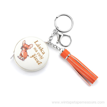 Keyring PU Leather Tape Measure with Tassel